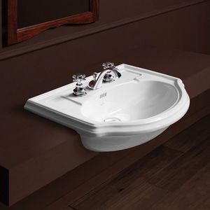 vasque semi-encastrée / en céramique / contemporaine / avec mitigeur