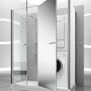 cabine de douche en verre / rectangulaire / avec porte pivotante