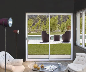 baie vitrée coulissante / en aluminium / à double vitrage / acoustique