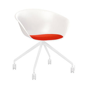chaise de bureau contemporaine / à roulettes / tapissée / en cuir