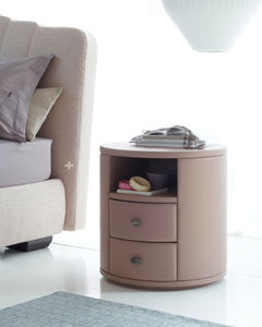 table de chevet contemporaine / en cuir / en MDF / ronde