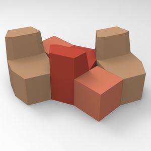 pouf contemporain / en mousse haute densité enduite / modulable / tapissé