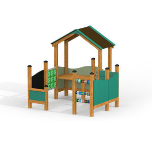cabane pour enfant avec panneaux éducatifs