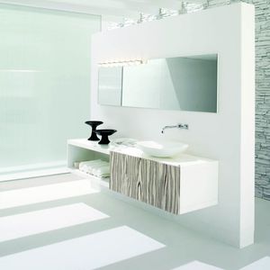 meuble vasque suspendu / en noyer / en verre / contemporain