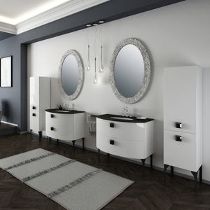 meuble vasque à poser / en bois laqué / classique / avec miroir