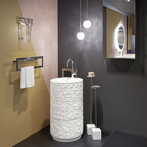 vasque sur pied / ronde / en bois / contemporaine