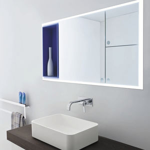 miroir de salle de bain mural / avec étagère / contemporain / rectangulaire