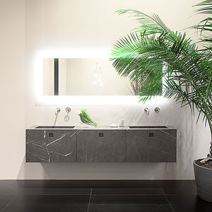 meuble vasque double / suspendu / en bois / contemporain