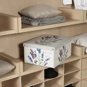 Lot De 4 Boîtes De Rangement Parfum Lavande – Carton Rigide Made In Italy – Design élégant Avec Poignées – Pour Armoire Ou Placard