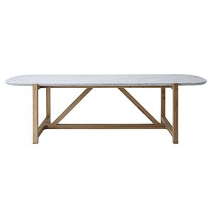table à manger contemporaine / en marbre / en chêne / rectangulaire