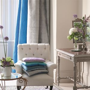 tissu d'ameublement / pour rideaux / uni / en soie