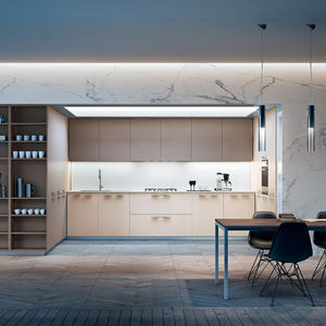cuisine contemporaine / en plaqué bois / en chêne / laquée