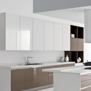 cuisine contemporaine / en chêne / en bois laqué / avec îlot