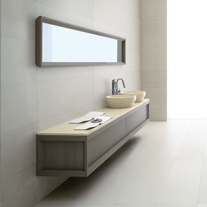 meuble vasque double / suspendu / à poser / en frêne