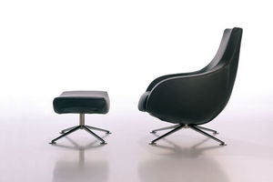 fauteuil contemporain / en tissu / en cuir / avec repose-pieds