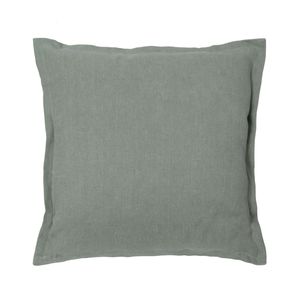 coussin carré / uni / en lin / bleu