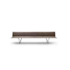 banc public / contemporain / en acier inoxydable / bois