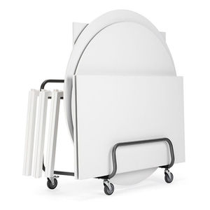 table contemporaine / en acier / avec piètement en métal / ronde