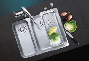 évier 2 bacs / en inox / sous plan / sans égouttoir