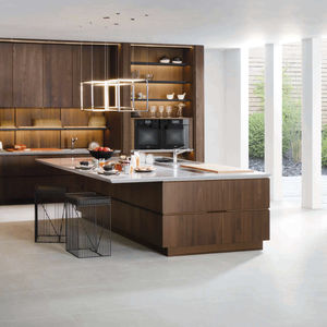 cuisine contemporaine / en plaqué bois / agglomérée / en acier