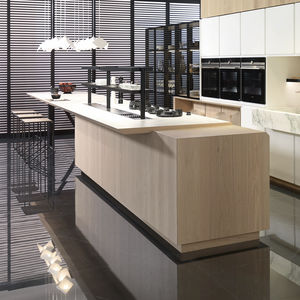 cuisine contemporaine / en plaqué bois / agglomérée / en aluminium extrudé