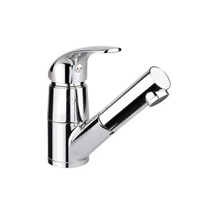 mitigeur pour vasque / en métal chromé / 1 trou / avec douchette extensible