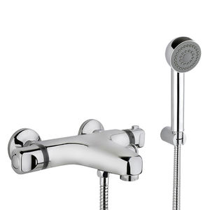mélangeur pour baignoire / mural / en métal chromé / thermostatique