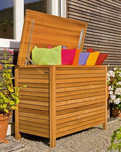 coffre contemporain / de jardin / en bois massif / en teck