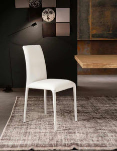 chaise contemporaine / tapissée / en cuir / en acier