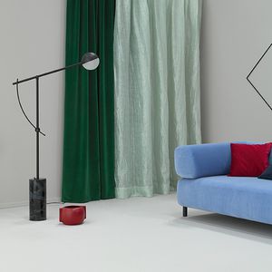 tissu d'ameublement / pour rideaux / à rayures / en coton