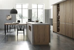 cuisine contemporaine / en pierre / en bois massif / en bois