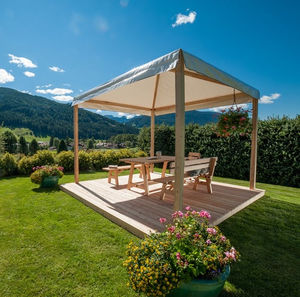 gazebo en mélèze / toit en toile