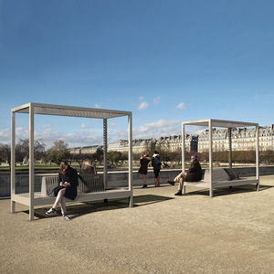banc public / contemporain / en acier / à double assise