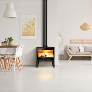 poêle à bois / en fonte / contemporain / double combustion