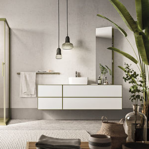 meuble vasque mural / en bois / contemporain / avec tiroirs