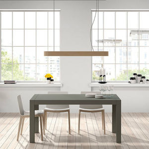 table contemporaine / en bois / rectangulaire / à rallonge