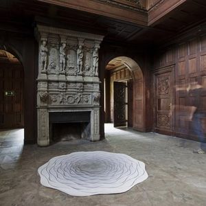 tapis contemporain / à rayures / en laine / rond