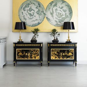 buffet sur pieds hauts / classique / en cerisier / en laiton