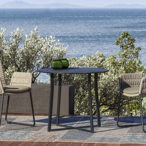 table bistrot contemporaine / en ciment / en acier inoxydable / rectangulaire