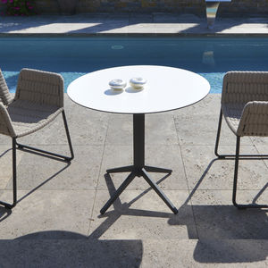 table bistrot contemporaine / en acier inoxydable / rectangulaire / ronde