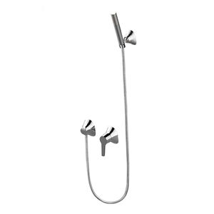 mitigeur de douche / à encastrer / en métal chromé / 2 trous
