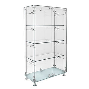 vitrine contemporaine / en verre / en inox / éclairée