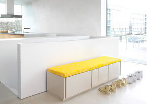 banc contemporain / en noyer / en aluminium / en cuir