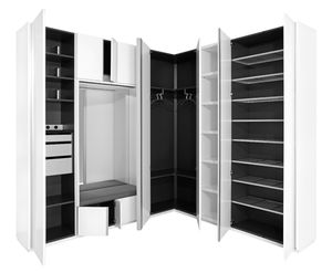 armoire d'angle / contemporaine / en noyer / en aluminium