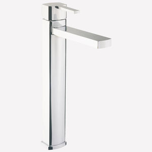 mitigeur pour vasque / en métal chromé / 1 trou / à bec long