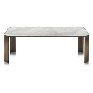 table à manger contemporaine / en marbre / en laiton / rectangulaire