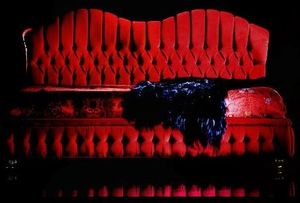 canapé de style / en cuir / 2 places / rouge