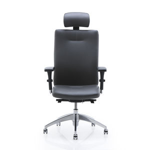 fauteuil de bureau contemporain / en cuir / à roulettes / piètement étoile