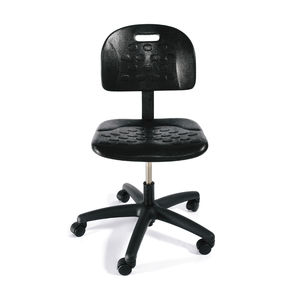 tabouret de travail en métal / en plastique / à roulettes / noir