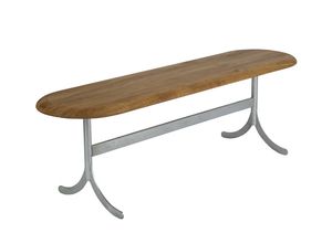 banc contemporain / en chêne / en acier galvanisé / pour restaurant